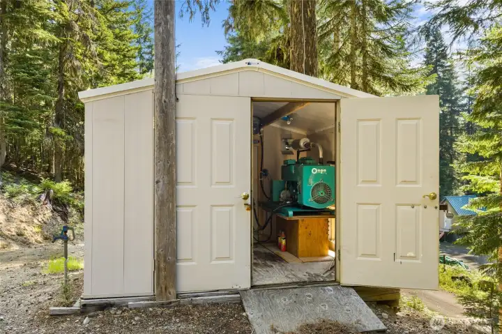 Here is the generator room. This way it keeps the sound contained you are not bothered by the sound of the generator. Between this & the interface it is like having full time power - with out the price!.