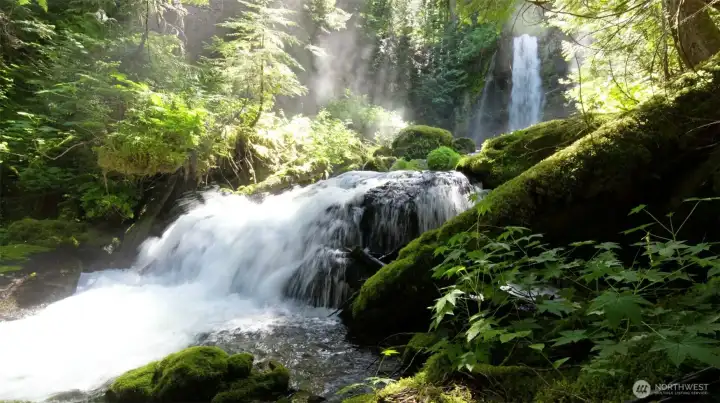 Roaring Creek water fall is a 2 minute walk from this cabin!