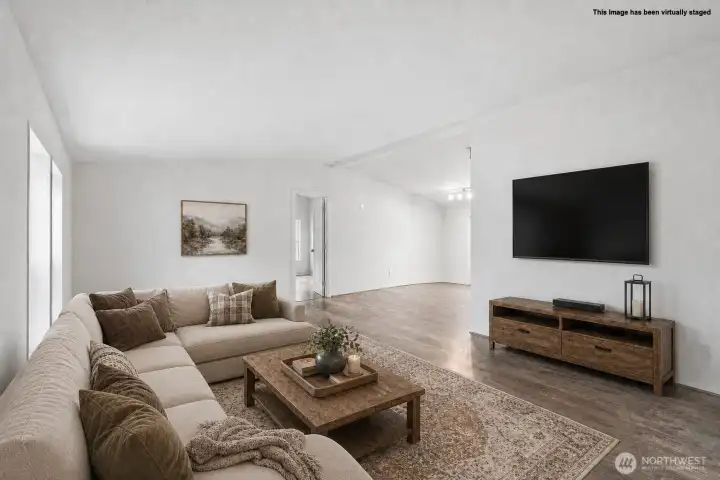 Living room virtually staged