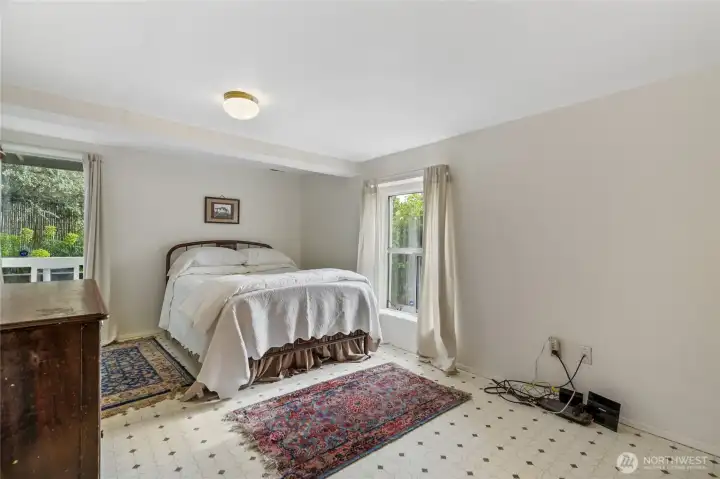 Separate entrance for lower level bedroom allows ADU potential.