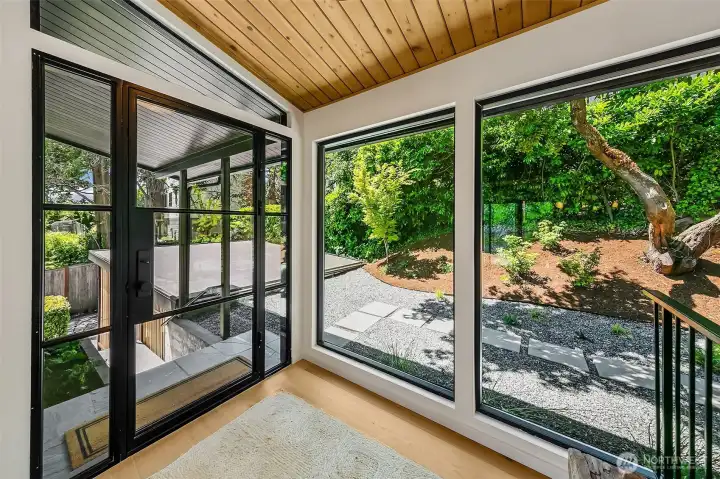 Floor to ceiling windows at the entrance