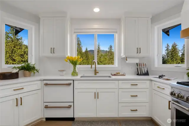 Magnificent mountain views from your dream kitchen. Newer GE Cafe' dishwasher.