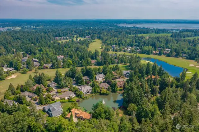 Waterfront on Turnberry lake/pond. Home in the bottom of the picture. Semiahmoo Golf & Country Club surrounds.
