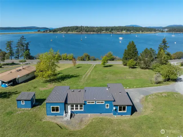 Overlooking Fisherman Bay, back of home with shed on left