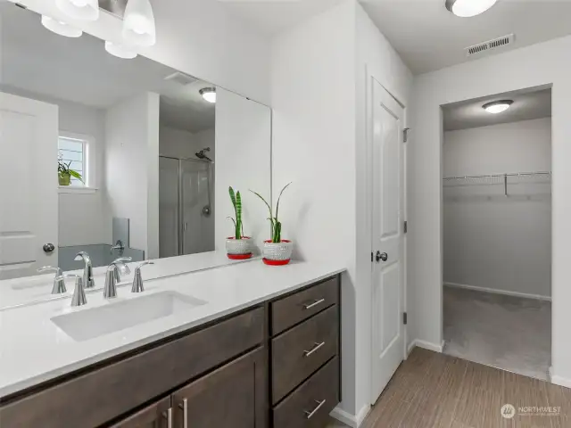 Primary Bathroom, toilet room, & large walk-in closet!