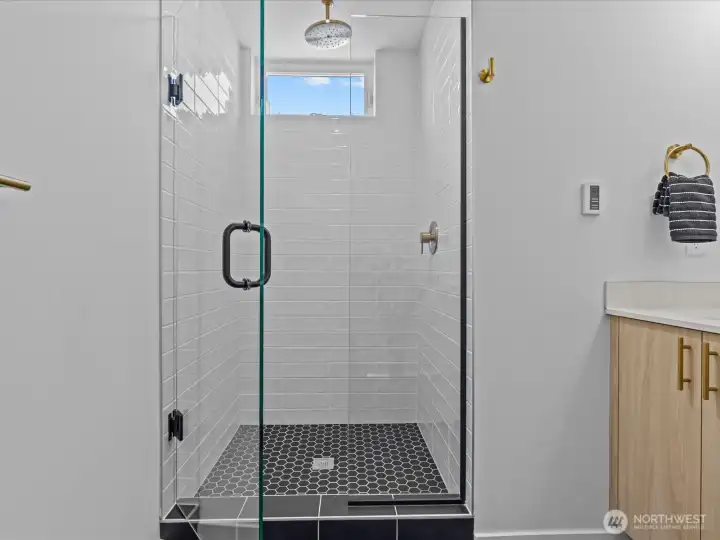 Spacious rain-shower head walk-in shower!