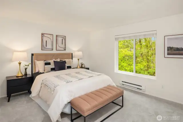 Primary bedroom with attached bath.