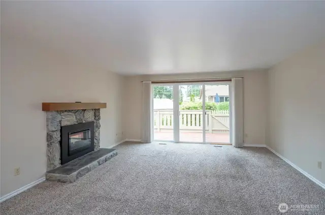Nice living room with a cozy fireplace.