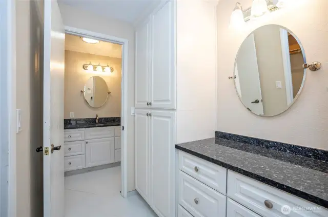 Built-in storage and dressing area.