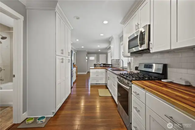 Lots of cabinets built in pantry and