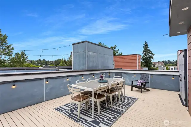 Rooftop deck with storage locker