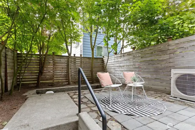 Main level private backyard