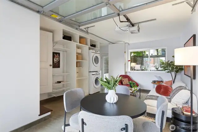 Garage area includes washer/dryer and 3/4 bathroom