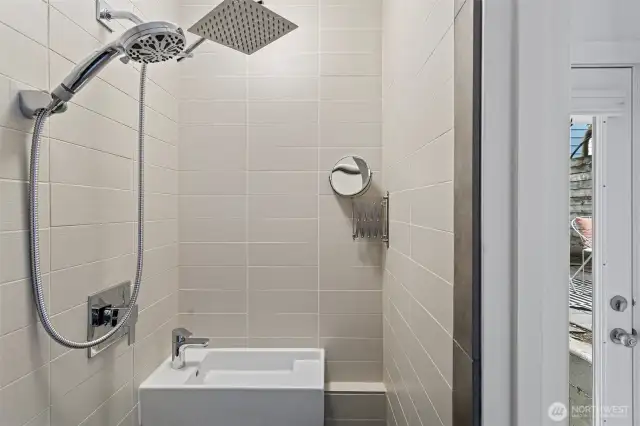3/4 bathroom in garage