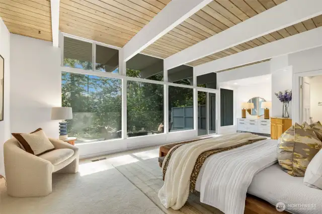 Primary bedroom.  No stairs! A private patio outside your door!