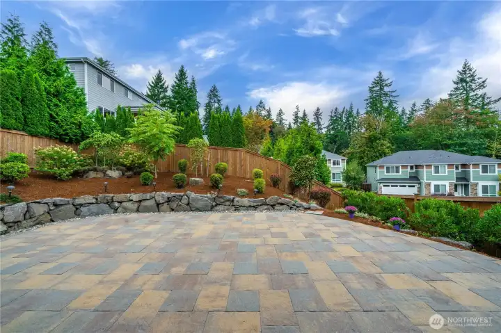 Landscaped yard with low-maintenance design