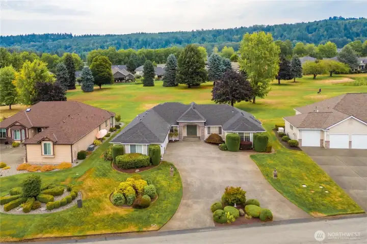 Aerial view shows the beautiful surroundings.