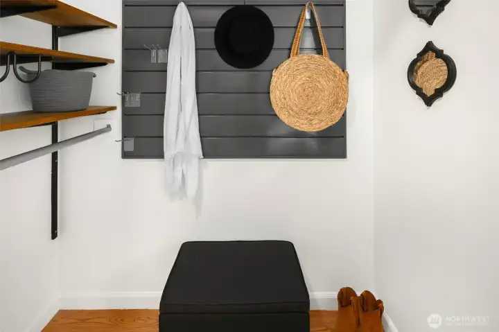 First floor closet, with an added slatwall.