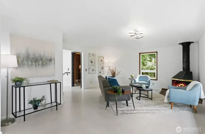 Stunning living room with luxury vinyl plank flooring.