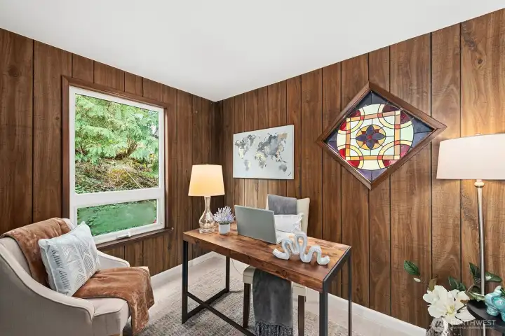 Work from home in this comfortable space with nature views.