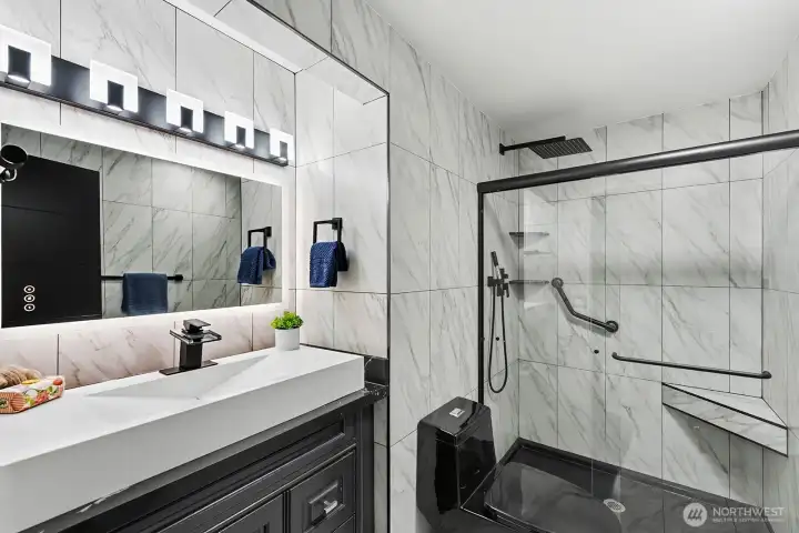 Remodeled hall bathroom.
