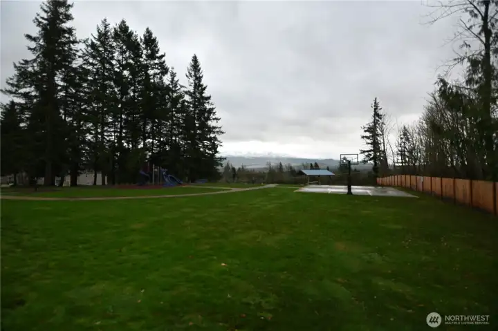 Sports court and walking trails.