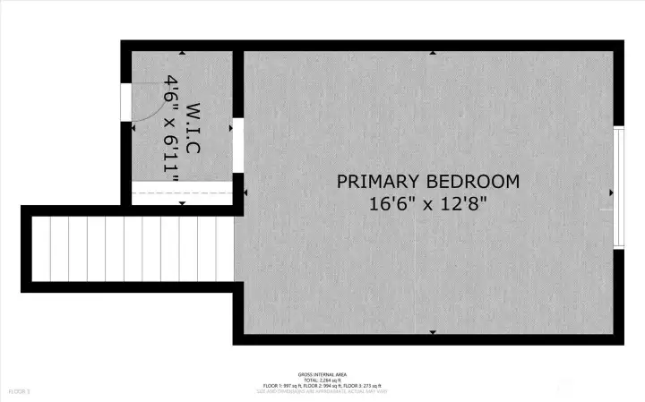 Top level floor plan. There is also a high ceiling unfinished area for FUTURE EXPANSION potential.