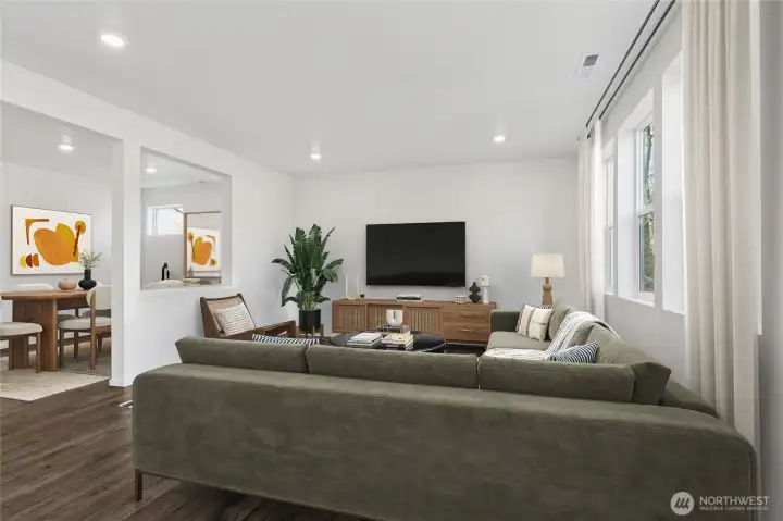 Virtual staging. Photo rendering is representational. Actual home is under construction and finishes, elevation, and paint colors may vary. See site agent for details.