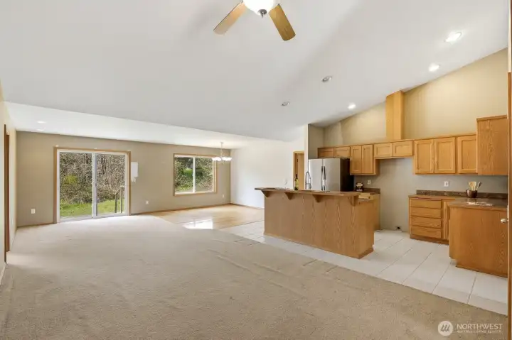 Open kitchen with lots of good quality cabinets