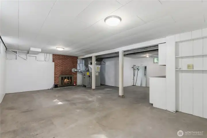 Second fireplace in rec room downstairs.