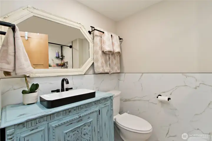 Primary bathroom with tub