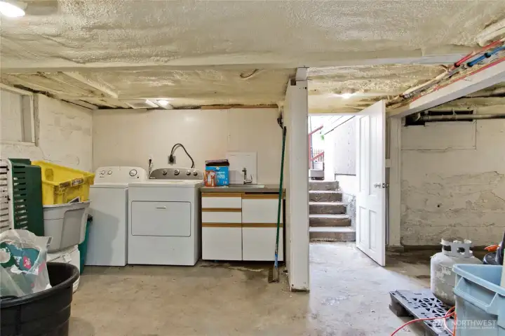 Basement laundry area