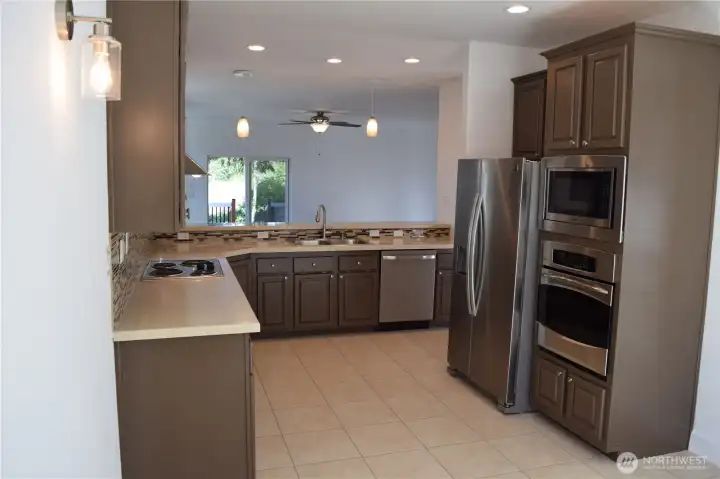 Large kitchen with dining area Large kitchen with dining area