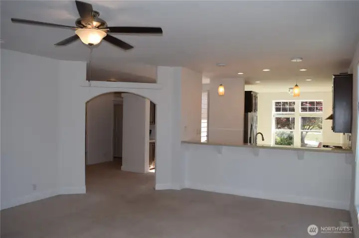Family Room looking into kitchen and hallway Family Room looking into kitchen and hallway