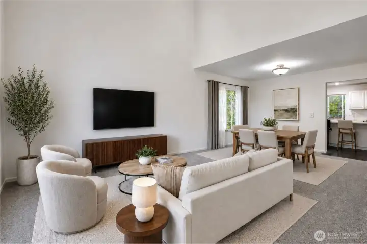 Virtually staged. Formal living and dining room flow into the kitchen. Virtually staged. Formal living and dining room flow into the kitchen.