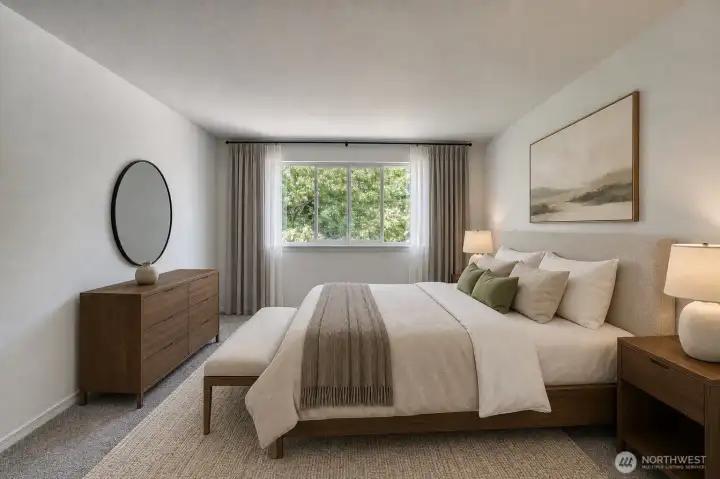 Virtually staged. Another view of the primary suite. Virtually staged. Another view of the primary suite.