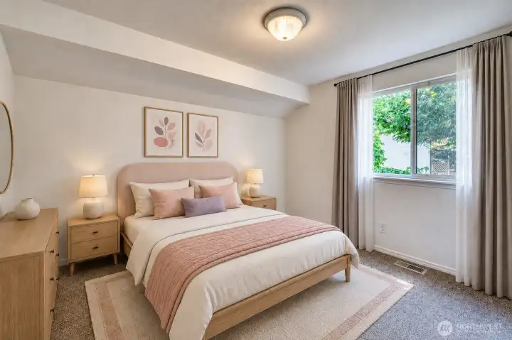 Virtually staged. One of 3 spacious additional bedrooms on the upper level with new carpet and paint as well. Virtually staged. One of 3 spacious additional bedrooms on the upper level with new carpet and paint as well.