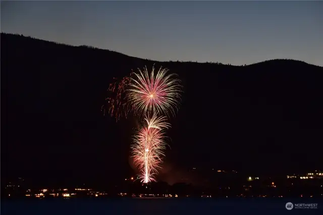 Views of fireworks on 4th of July from area of lot.