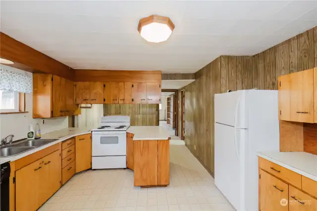 The kitchen cabinets add to the country charm.