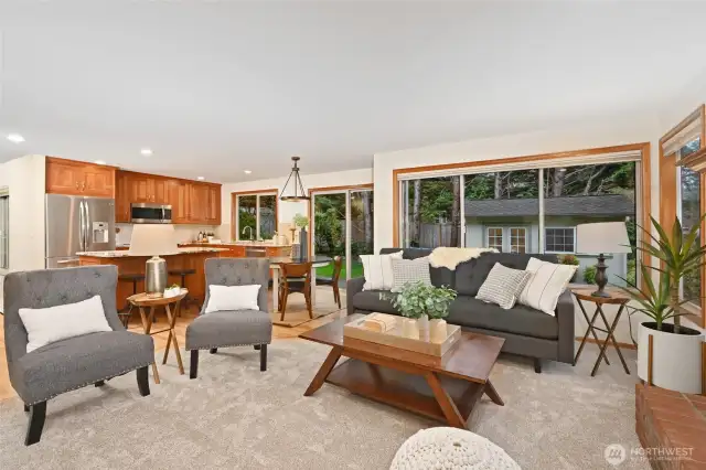 make this open kitchen + nook + family room live large!