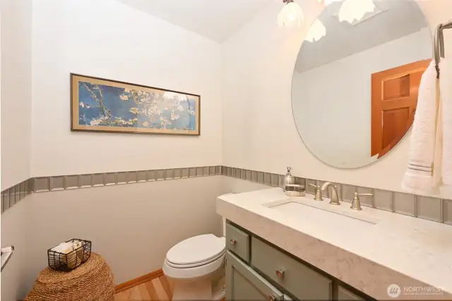 An updated powder room,