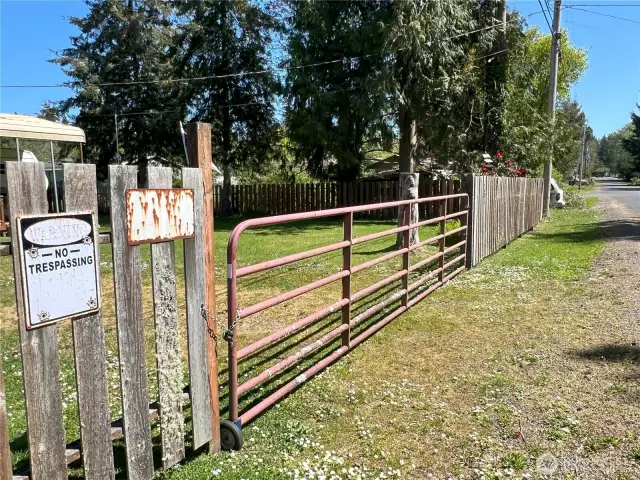 Gate to security the property and large enough to move RVs in and out.