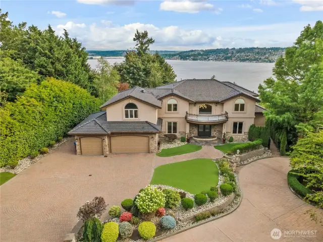 Custom estate with views of Lake Washington and beond