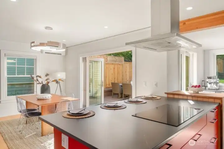 The gorgeous kitchen is a stand out! You must come experience it! Induction cook top, lots of storage.
