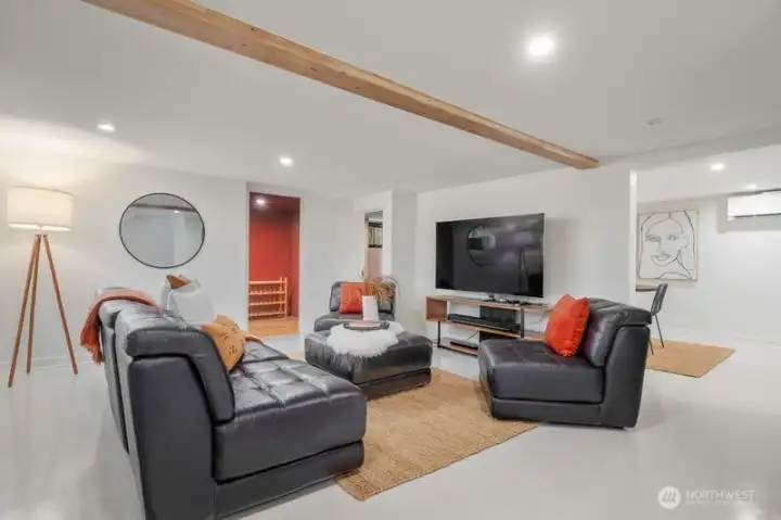 Here is the lower level TV room.