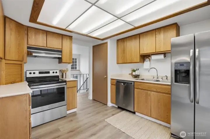 Plenty of storage + pantry and stainless appliances.