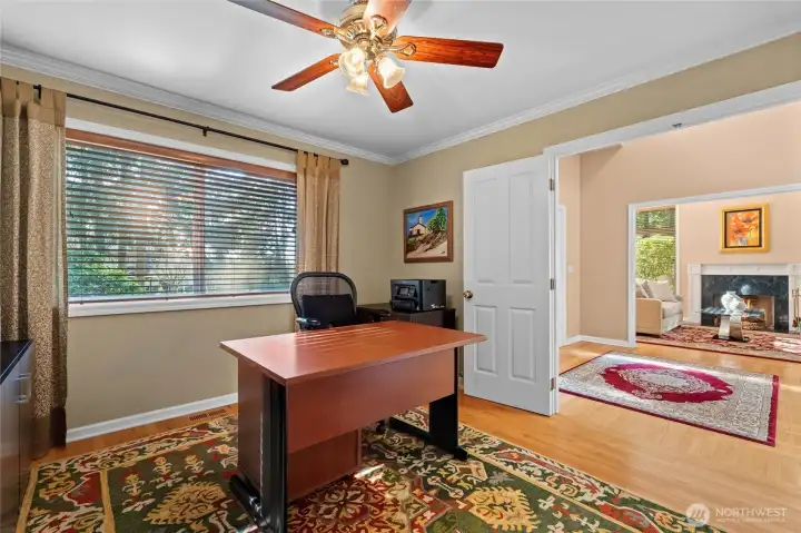 Cozy and relaxing, this office space makes working from home productive.