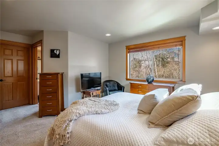 Spacious primary bdrm with large walk-in closet