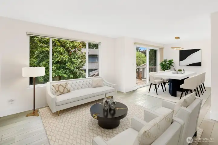 Open Floorplan - Living and Dining Areas - Virtually Staged