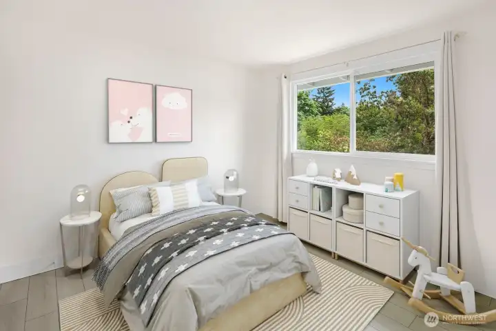 Second Bedroom Looks out to the Backyard - Virtually Staged